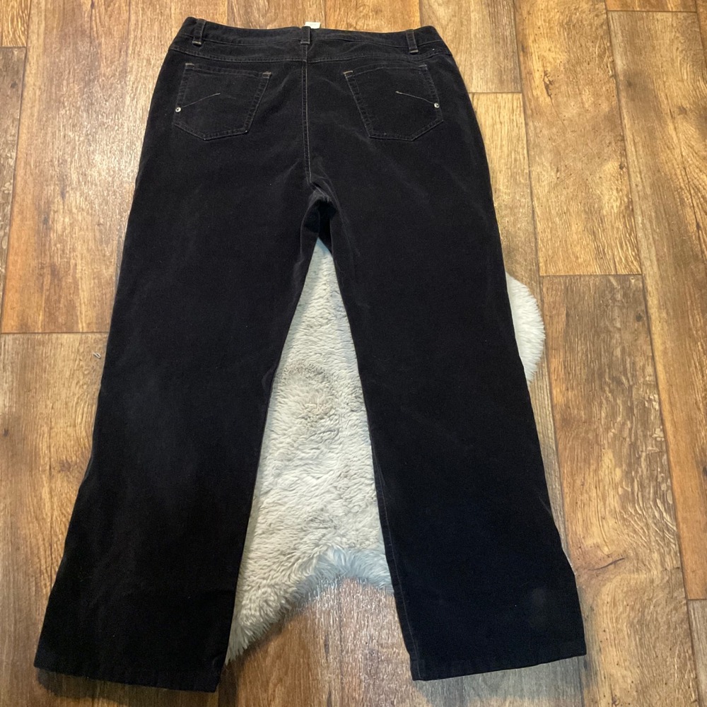 Sigrid Olsen Velveteen Pants Size 16 Womens Black Modernist Tan Stitch Velvet - Picture 7 of 9